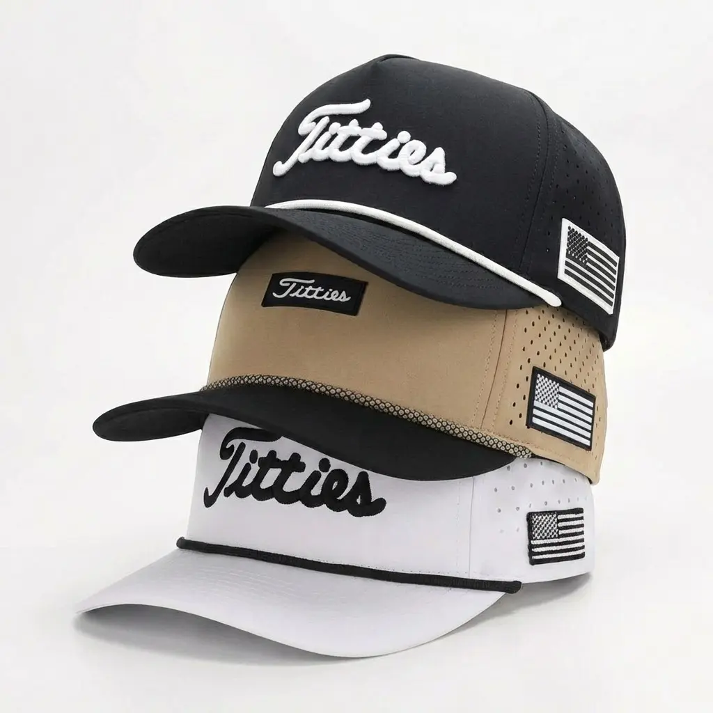 CURVES & CLUBS Funny Embroidery Golf Hats 3-Pack Bundle (Black & White, Tan) - Breathable Polyester Men's Hats with Cotton Sweatband, Adjustable Strap, Sturdy Sporty Chic Gag Gift Cap for Golf Enthusiasts
