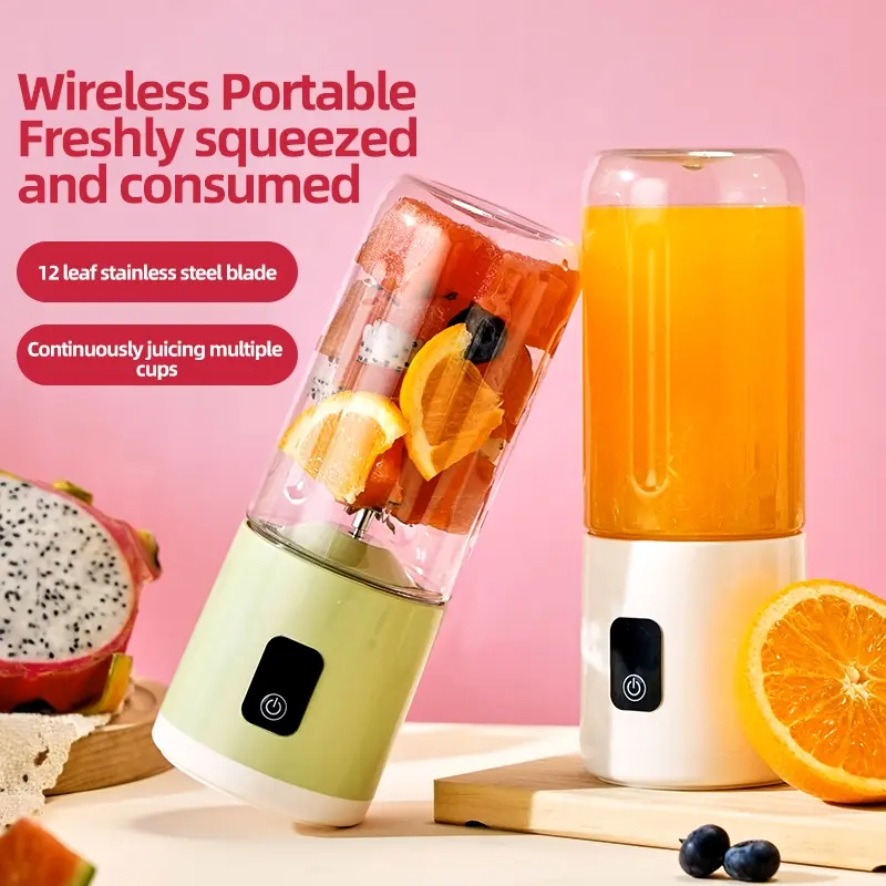 Portable USB Rechargeable Smoothie Blender and Juicer, 1500mah Large Capacity Battery, Ice Crushing, Easy Clean, Lightweight, Ideal for Camping Office Car Dorm