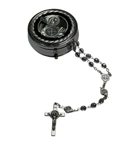 Rosary Hold with Saint Benedict Medals and Crystal Beads