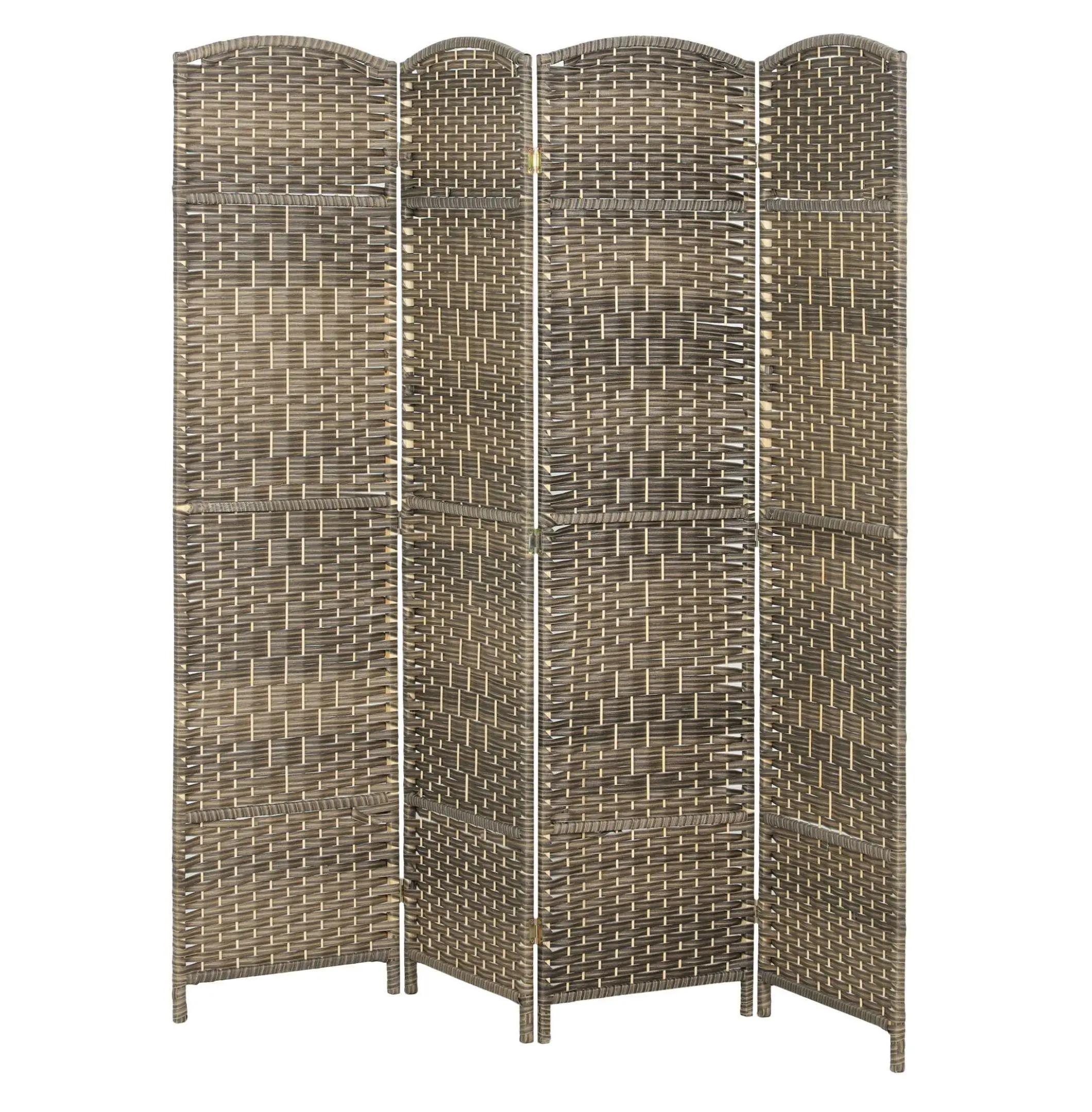 Room Divider 4 Panel 6ft Tall, Freestanding Wood Partition for Privacy - Dark Rustic Oak Default Title