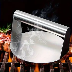 Stainless Steel Burger Smasher, Heavy Duty Non-Stick Round Meat Press Tool with Ergonomic Handle, Kitchen Tools and Gadgets, Professional Burger Smasher for Flat Top Griddle, BBQ, Grilling & Kitchen, Kitchenware