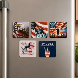 Custom Photo Magnets – American Flag, Eagle & 4th of July Designs (5 Pack)
