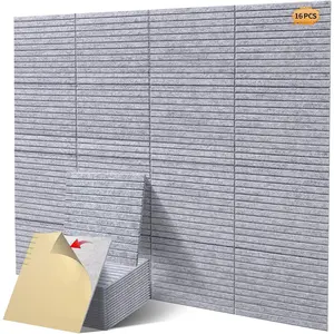 16 count Pro Grade Soundproof Wall Panels,Acoustic Panels, Sound Panels, Than ,Wedge Design,with Adhesive  ,for Acoustical Treatments/Professional Studio,12x12x0.4 in,Light Grey