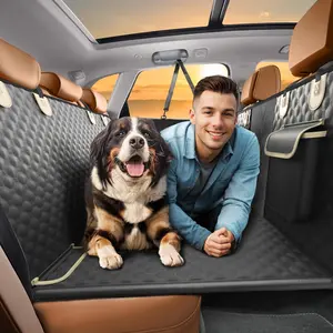 Dog Back Seat Extender - Heavy Duty Dog Car Seat Cover for Back Seat, Large Hard Bottom, Travel Dog Car Bed for Car, SUV, Truck