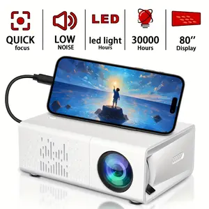 2025 New Mini Home Theater HD Projector, American Plug, Remote Control, Support Smartphone Screen Sharing, Compatible with Smartphone/USB Interface, for Indoor, Office Use