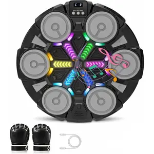 Music Boxing Machine - Bluetooth Wall Punching Pad with LED, Fun Training Equipment for Kids & Adults, Home Boxing Wall Punching Pad with Gloves, for All A
