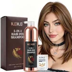 Instant Light Brown Hair Dye Shampoo – 5-in-1 Natural Hair Coloring & Care for Gray Coverage, Herbal Ingredients, Semi-Permanent Color for Men & Women, 200ml