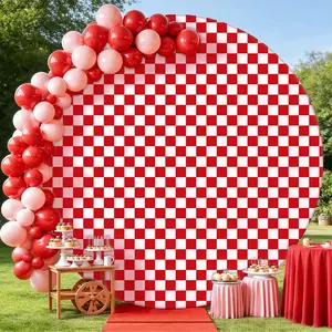 Red Round Backdrop Cover 7.2FT Circle Arch BackdropCover Baby Shower Birthday Party Balloon Wedding PhotoBackground Red Circle Round Arch Cover Fabric Spandex（without bracket）
