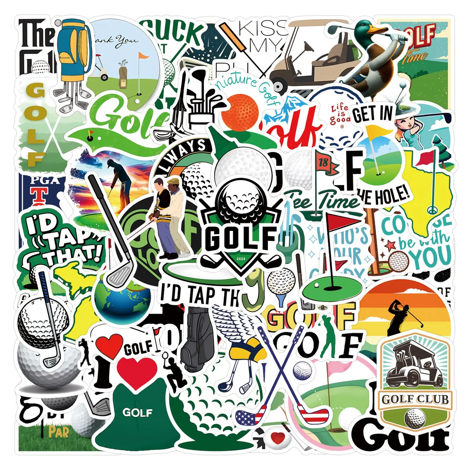 60 Sheets Sports Cartoon Golf Ball Stickers, Waterproof Decorative Stickers for Planner, Stationery, Water Bottle, Computer, Phone Case, Accessories