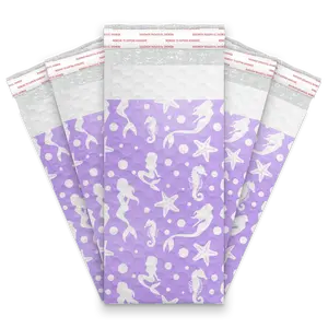 4x8 Purple Mermaids Designer Self Seal Poly Bubble Mailers Shipping Envelopes Custom Boutique Padded Bags