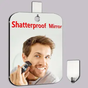 Shower Mirror Fogless for Shaving, Medium 8 x 6 inch Fogless Mirror for Shower, Small Wall Hanging Portable Travel Camping Mirrors, Unbreakable Handheld Locker Shave Mirror Makeup Plastic, Bathroom Decor