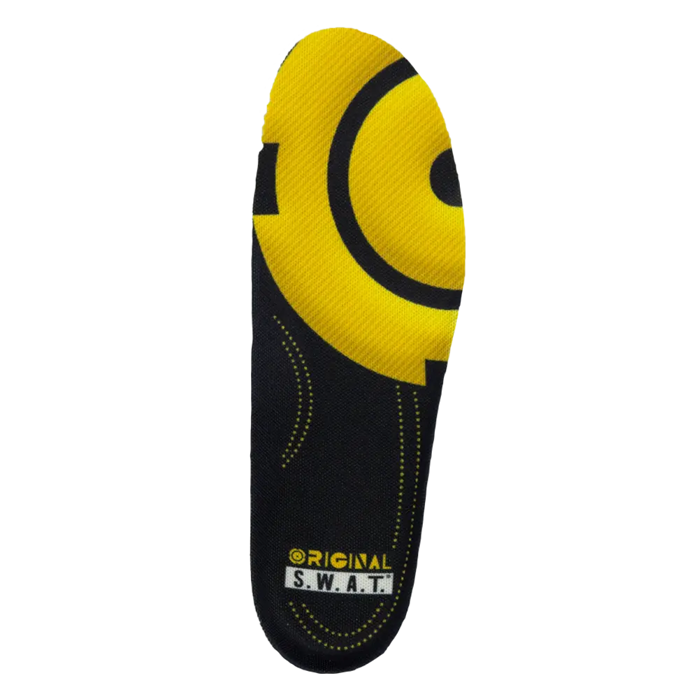 Original Swat 502400-08.0-EU41 Athletic Ortholite Insole, Black & Yellow, Cushioned Contour Support Arches Insoles & Heel Liners, Absorbs Harmful Impacts - Size 41, Contour Support Insoles & Heel Liners