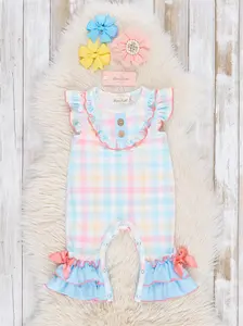 Pastel Gingham Ruffle Romper