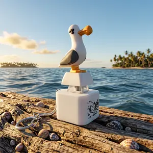 Funny Seagull MINE! Button Keychain with Real Sound Effect & LED Light, Tap Click Desk Clicker Fidget Toy, Novelty Gag Gift for Friends