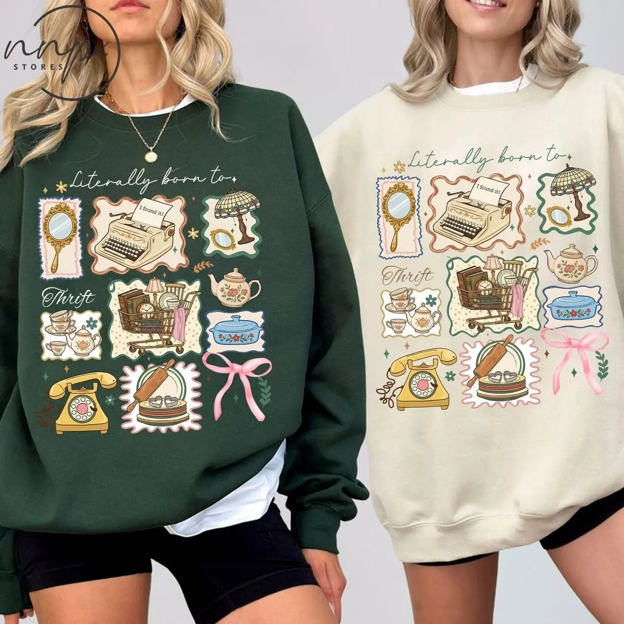 Literally Born To Thrift T-shirt, Vintage Crewneck Sweatshirt, Gift For Antique Lover, Flea Market Hoodie, Thrift T G