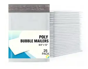 #2 Poly Bubble Mailer, 8.5 x 12 inch, GRY, 25 Count, Envelopes Bag Padded, GRY, 25 pcs