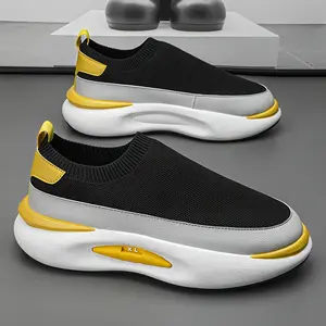 UYCEKK Men's Breathable Skate Shoes- Sports Shoes, Low-top Sports Shoes with Black/white/yellow Options, Thickened Outsole for Height Increase- Men's Shoes for Fitness, Running, Casual Wear- Comfortable Sports Shoes for All Seasons