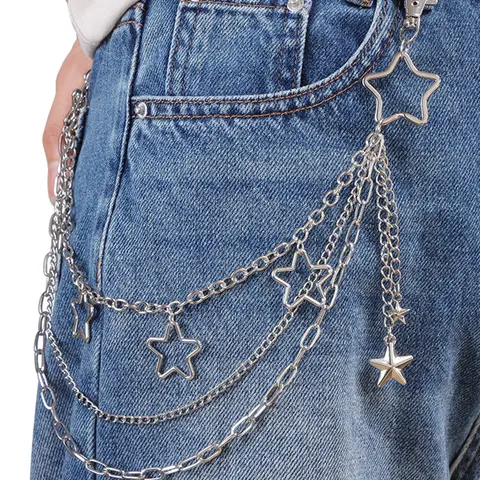 1 Piece Punk Style Multi-Layer Belt Chain, Bling Waist Chain, Star Pendant Design, All-Season Fashion Body Accessory, Perfect for Streetwear, Rolo Chain