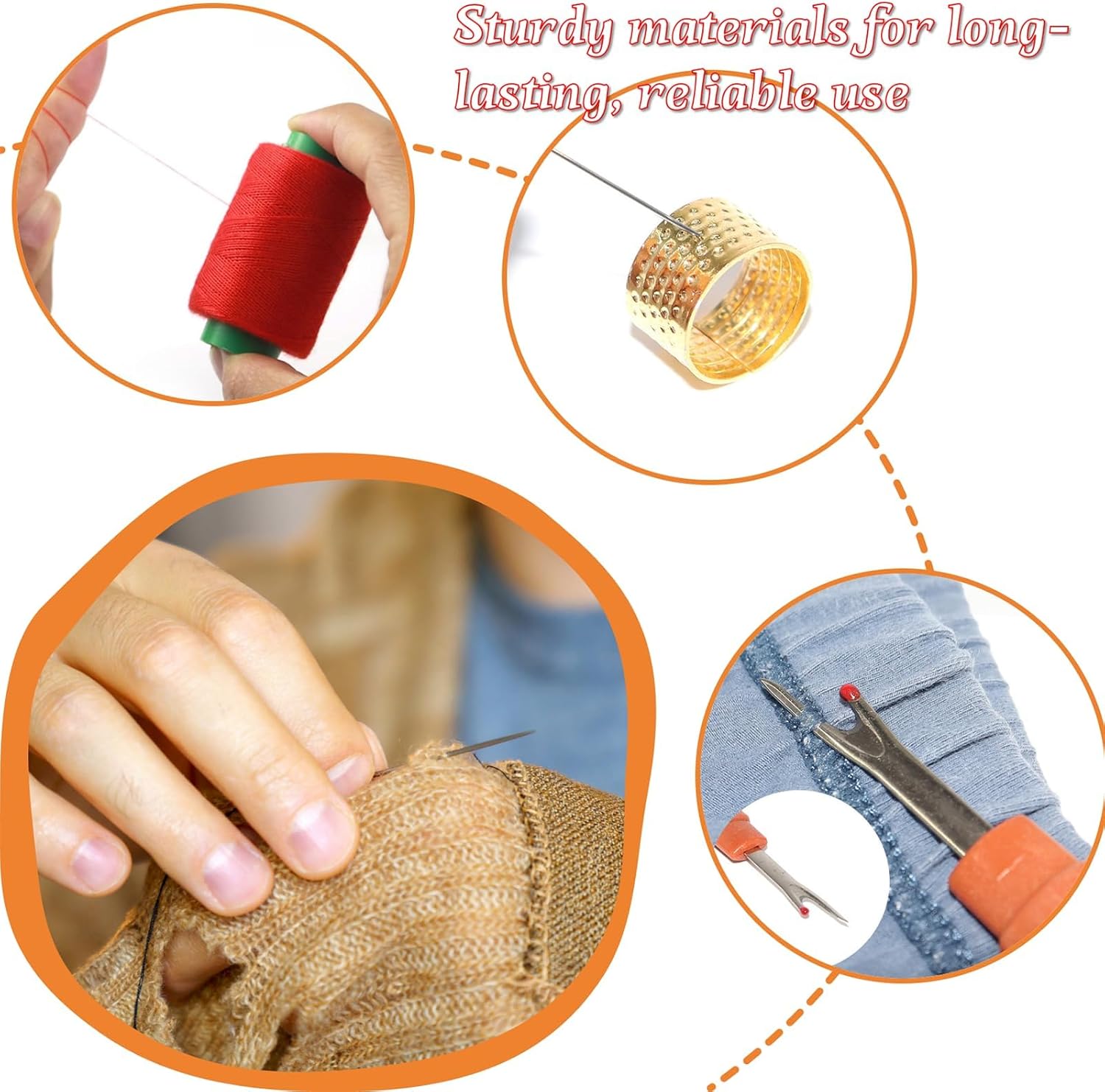 34Pcs Big-Eye Steel Needle Set,Long&Thin Needles for Handmade Quilting and Sewing,Needle Crafts Kit for DIY Sewing Projects,Hand Repair Tools Portable DIY Hand Made Craft Set Sewing Working Kit for Beginners,Professional DIY Lovers,Gift for Mom,Grandma