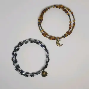 Memory Wire Bracelet with Seed Beads & Cute Charm - Subtle Elegance Design, 12 Inches, 0.10 Pounds, Versatile Look