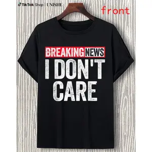 Retro Breaking News I Don't Care Tee for Men – Comfortable Casual Fit Black T-Shirt