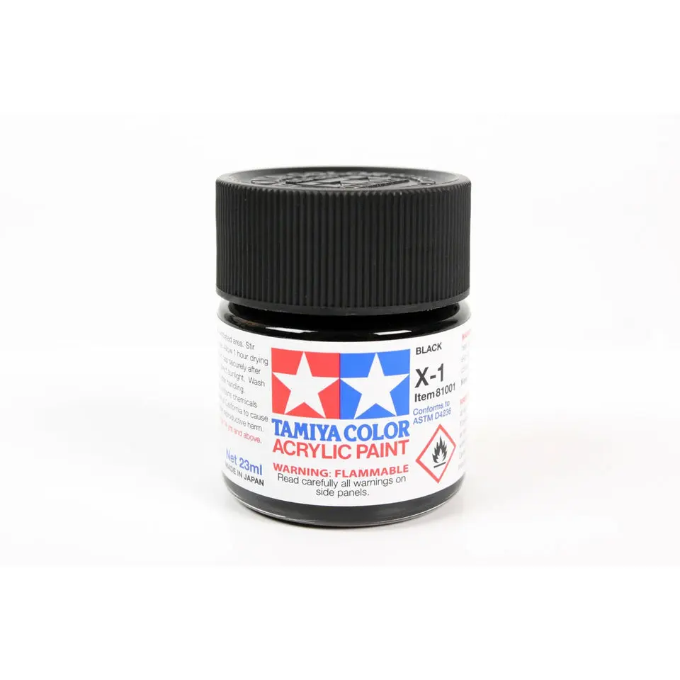Tamiya Color Acrylic X-1 BLACK - 23ML BOTTLE