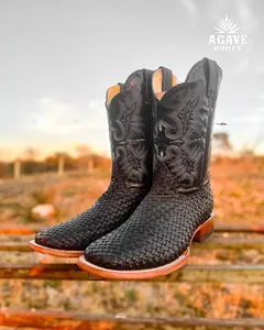 Cowboy Boot Black Basket Weave Petatillo