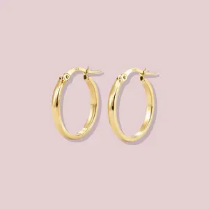 14K Gold Plain Hoop Earrings