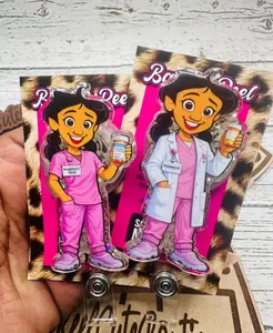 2 Vers Phlebotomy Phlebotomist Glitter Badge Reel, Trendy 2026 Funny Nurse ID Holder