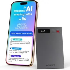 AI Voice Recorder, NEWYES Ailog Smart Digital Audio Recorder Meeting Card, Transcribe & Summarize, Translation, 64GB