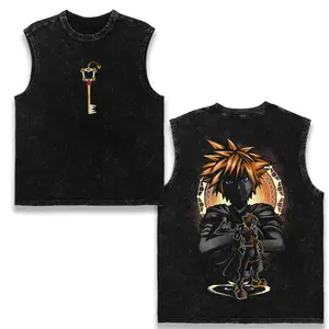 KINGDOM HEARTS SORA v4 Unisex Cotton Graphic Tee - 90s Fabric Fit, Black Casual Crewneck Short-Sleeve Top