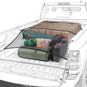 Bed Net, Highly Elastic Cargo Net for Pickup  Bed, Stretchable Mesh Organizer for Pickup Trunk Bed, Suitable for Daily Light Loads of , 4'x4 Stretches to 7x 7