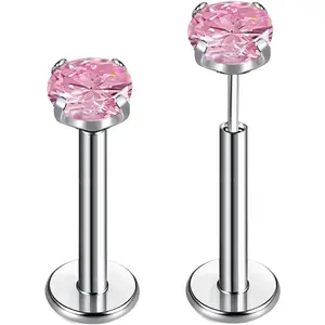 G23 Titanium Lip Rook Labret Studs Helix Tragus Earring Set 16G Threadless CZ Nose Stud Hypoallergenic Conch Lobe Cartilage Push Back Monroe Piercing Jewelry