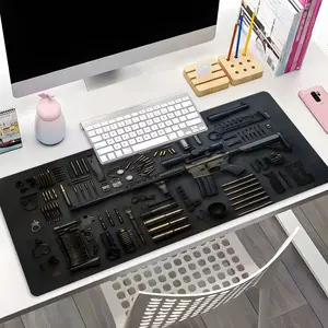 Gun Parts Diagram Gaming Desk Mat, XXL Extended Mouse Pad with Anti-Slip Base, Firearm Disassembly Desk Pad for Office & Gaming, Fun Desk Accessories, Gun Lover Themed Pad for Gamers, Great Gift for Hobbyists