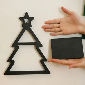 1pc Wooden Christmas Tree Wall Mount, Star Top Hanging Decoration, Holiday Home & Party Display, Festive Wall Decor & Storage Holder