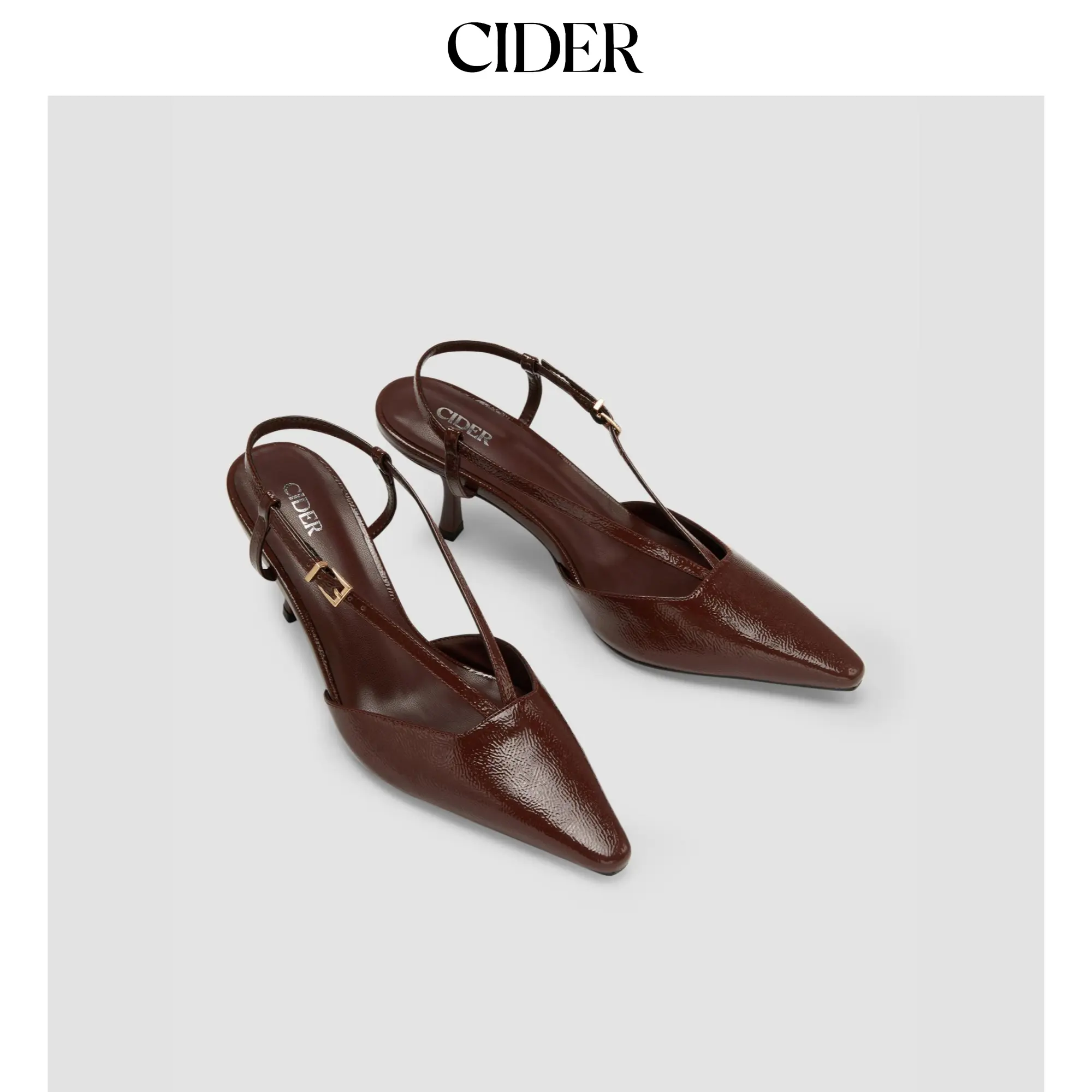 Cider Women's Faux Patent Leather Stiletto Heels, Solid Pointed Toe Slingback Dress Shoes for Formal Events & Party, Faux Leather
