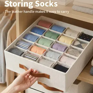 Large Capacity Underwear Socks Organizer Box, Drawer Fabric 24 Compartment Storage Box, Home Use, Not Rechargeable