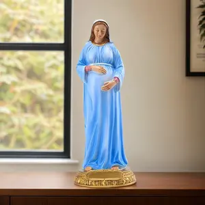 1pc Durable Virgin Mary Statue, Resin and Stone Mother of God Pregnant Mary Expectant Mother, Long Lasting Religious Gift for Room Decor, Home Decor, Bedroom Decor Ornaments Decoration 21.3X3.23X3.23Inch