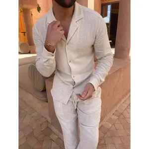 Men’s 2-Piece Casual Fashion Long-Sleeve Blazer and Pants Set, Minimalist Essential for Leisure Outfits