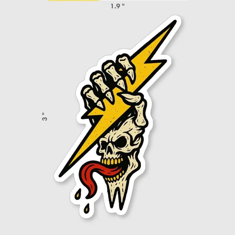 Skeleton Hand holding lightning bolt Hardhat Sticker