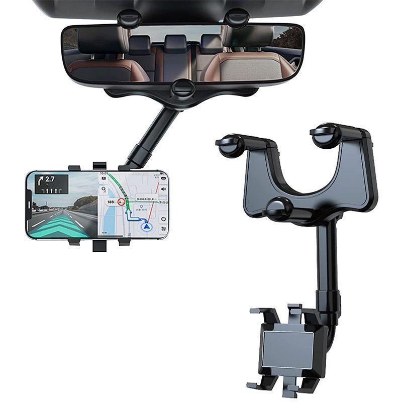 Car rearview mirror phone holder, 360° phone navigation holder. Perfect for watching videos and taking photos without leaving any marks.