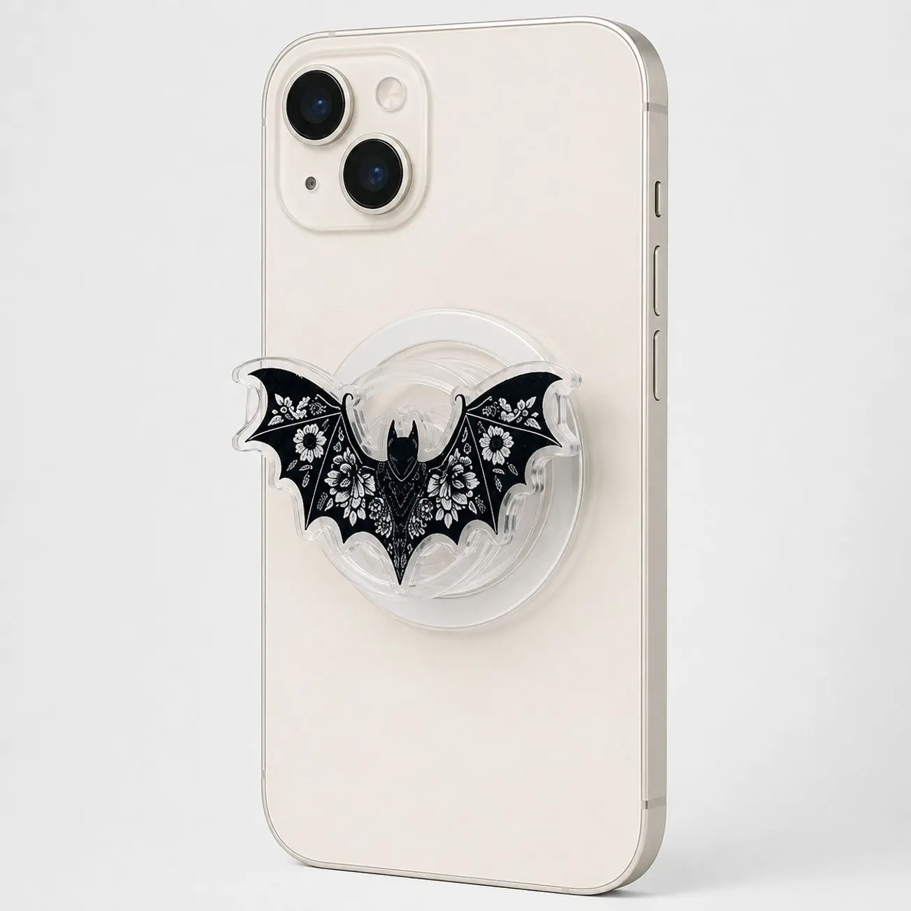 Gothic Floral Black Bat Magnetic Phone Grip Stand Holder