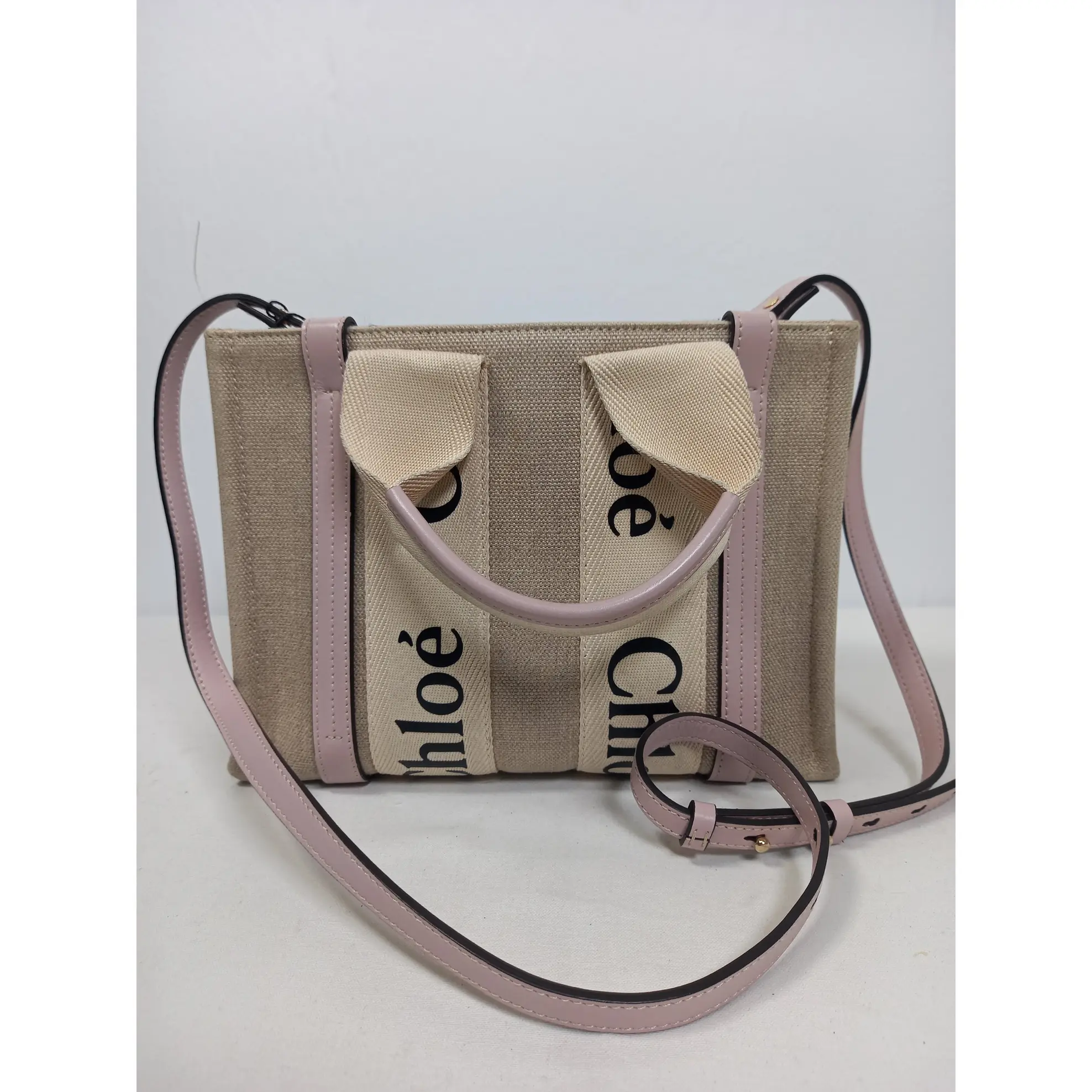 Pre-owned Canvas Shoulder Bags M0804P18 Chloe Woody Small Tote Bag (JP)
