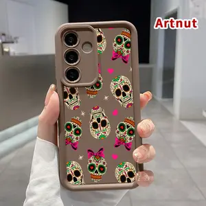 TPU Phone Case Compatible with Galaxy S23 Ultra S24 Plus S25 S22+ Sugar Skull Symphony Pattern Full Body Protection Shockproof Soft Silicone Cover Cellphone Protective Casing