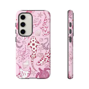 Pink Ocean Life Phone Case, Shockproof Rugged Cover Dual Layer Soft TPU Hard Bumper Shell for Samsung S26 S25 S24 S23 S22 S21 NOTE20 Ultra A71 A56 A36 Plus FE A06 A13 A14 A15 A16 A23 A25 A26 A34 A52 A53 A54 A55 Edge