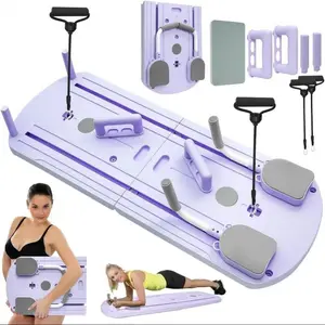 Pilates Board at home - 2026 Pilates Reformer Set,  (Pink) 8 in 1 Pilates Sliding Board，pilates at home workouts， Multi-Purpose Foldable Pilates Reformer Board for Home Pad