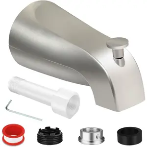 Universal Tub Spout for 1/2" Copper Pipe, 1/2" IPS and 3/4" IPS, Bathtub Faucet with Diverter and Adapter and Hex Wrench (Brushed Nickel)