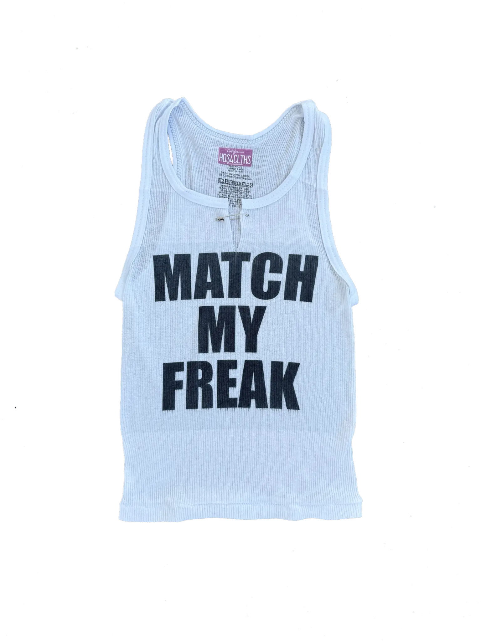 MATCH MY RIBBED TANK TOP Safety Pin Gothic Alt Cute y2k Graphic Tank Slogan