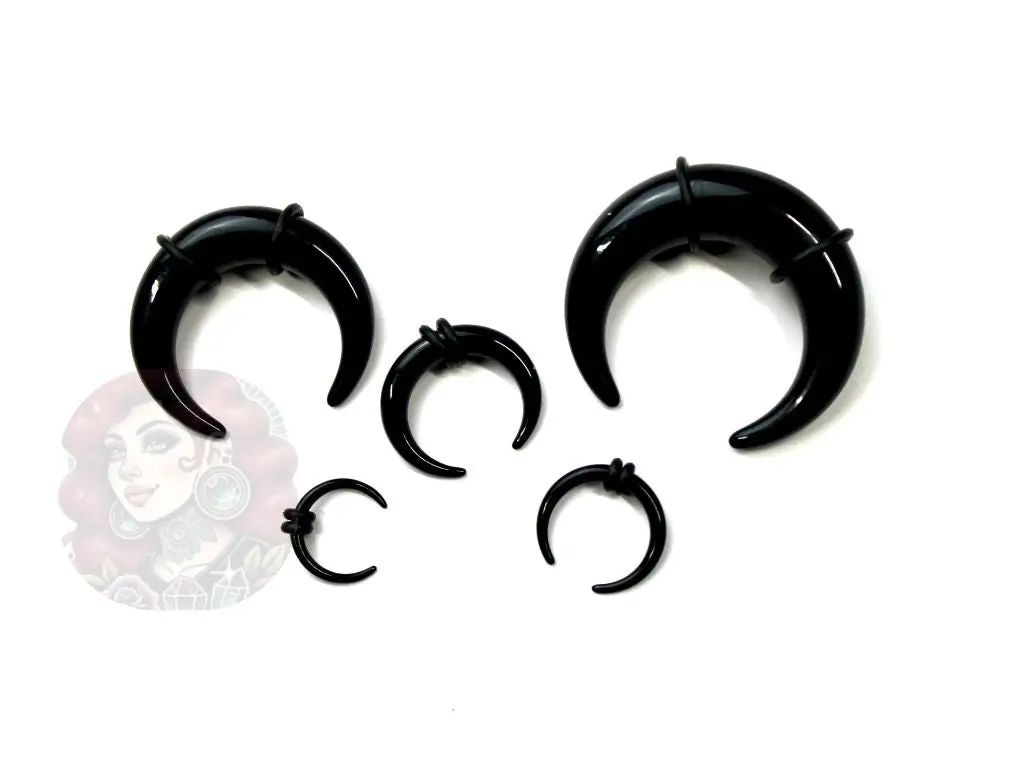 Gothic Black Acrylic Septum Pincher, Lightweight Polished Jewelry for Stretching, Sizes 1.6mm-10mm, Sold Individually