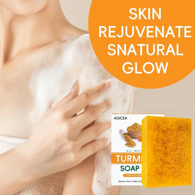 AGICEA Turmeric Face Soap for Radiant Skin - Turmeric Blend for Cleansing & Body Care - Natural Ingredients like Palm Oil & Goat's Milk - Ideal for All Skin Types